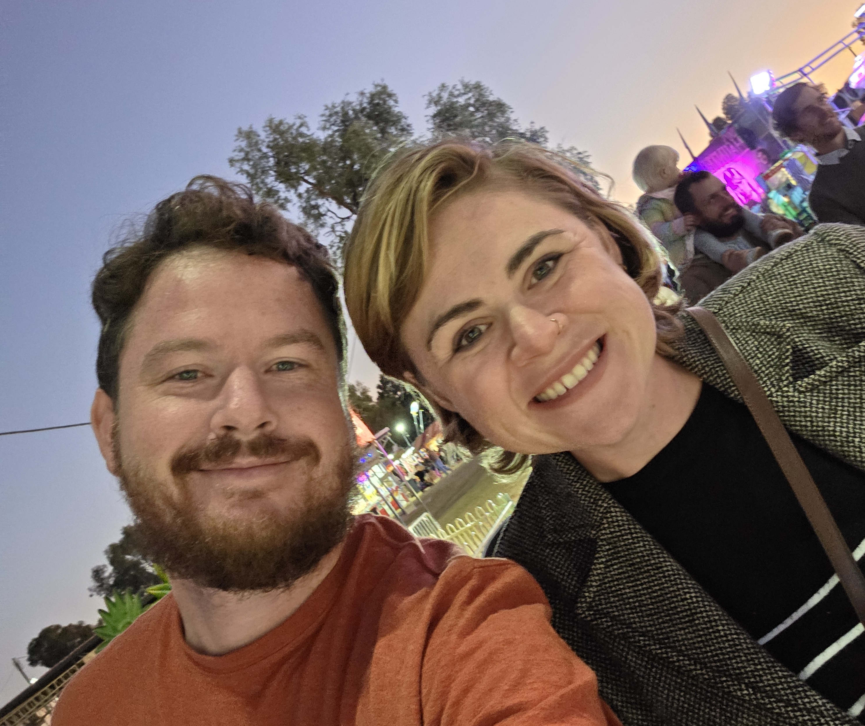 Photo of Monica and Nathan at a fair.