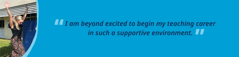 Photo of Holly jumping with the quote